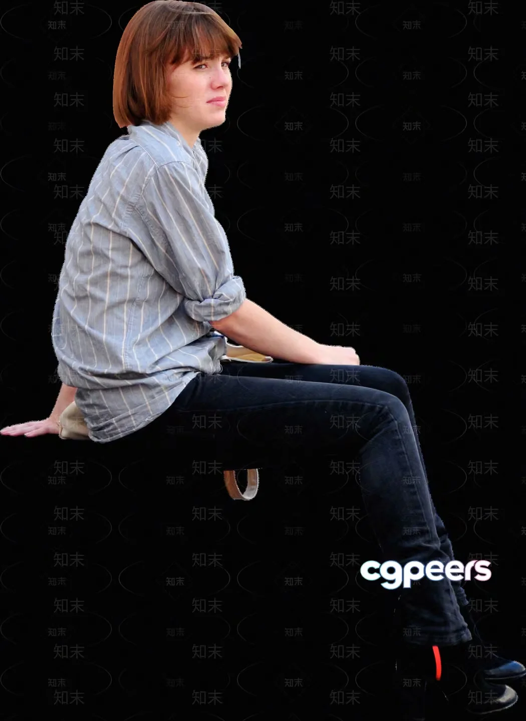 A Woman With Short Hair And A Gray Shirt 3D Model – 2126 – VRAY Render