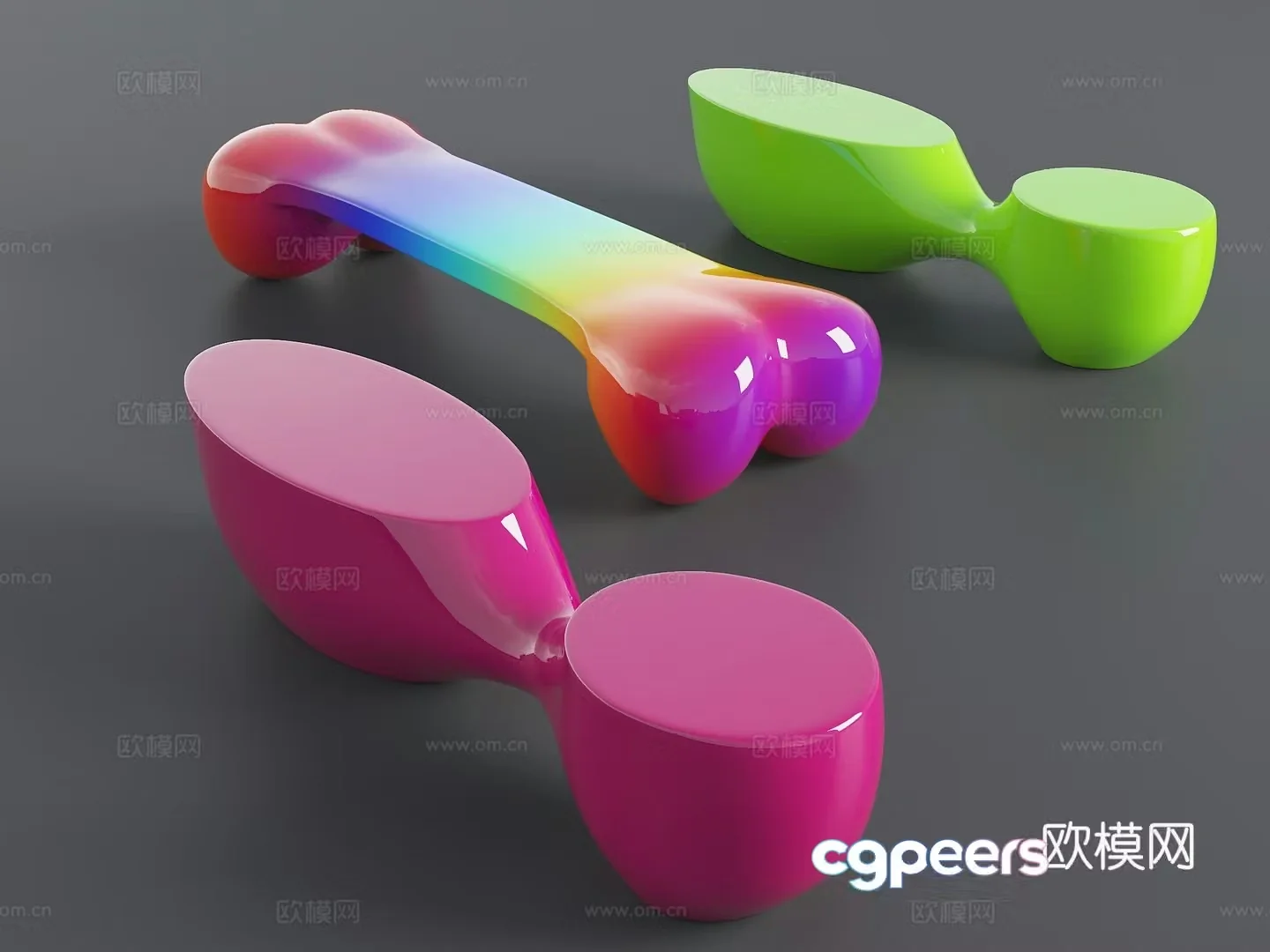 Modern stool Public seats Shopping mall seats Long bench Casual stool Casual stool Different 3D model