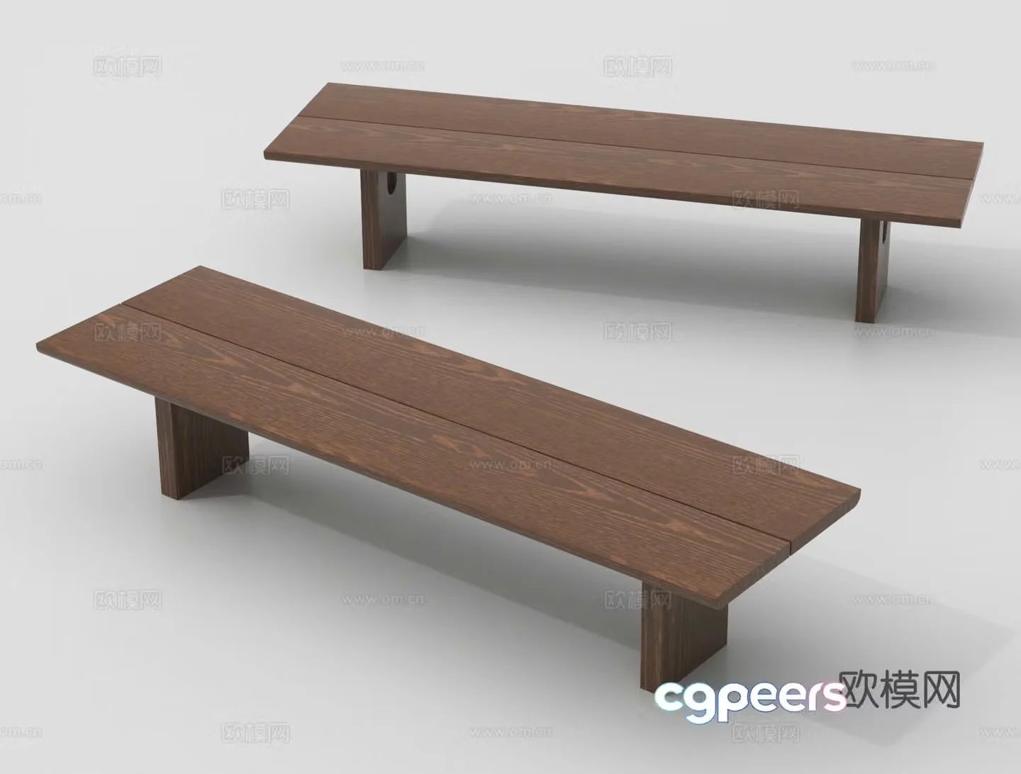 Long bench wooden bench outdoor stool public seat 3d model