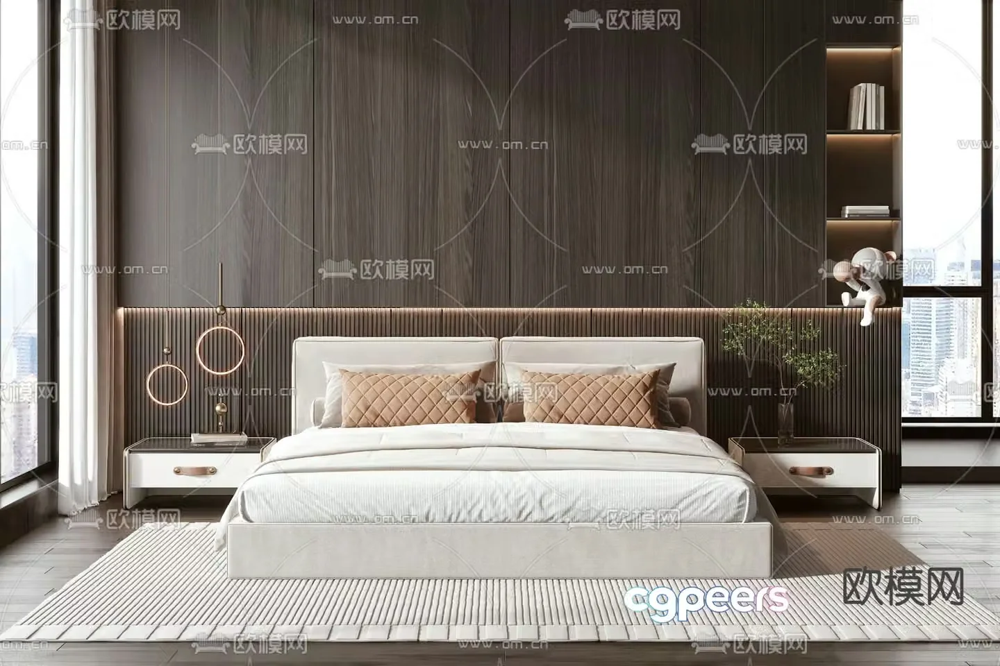 Modern double bed 3d model