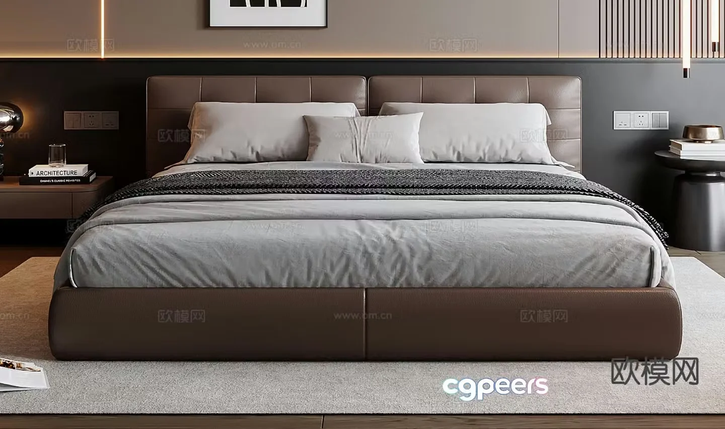 Italian double bed 3d model