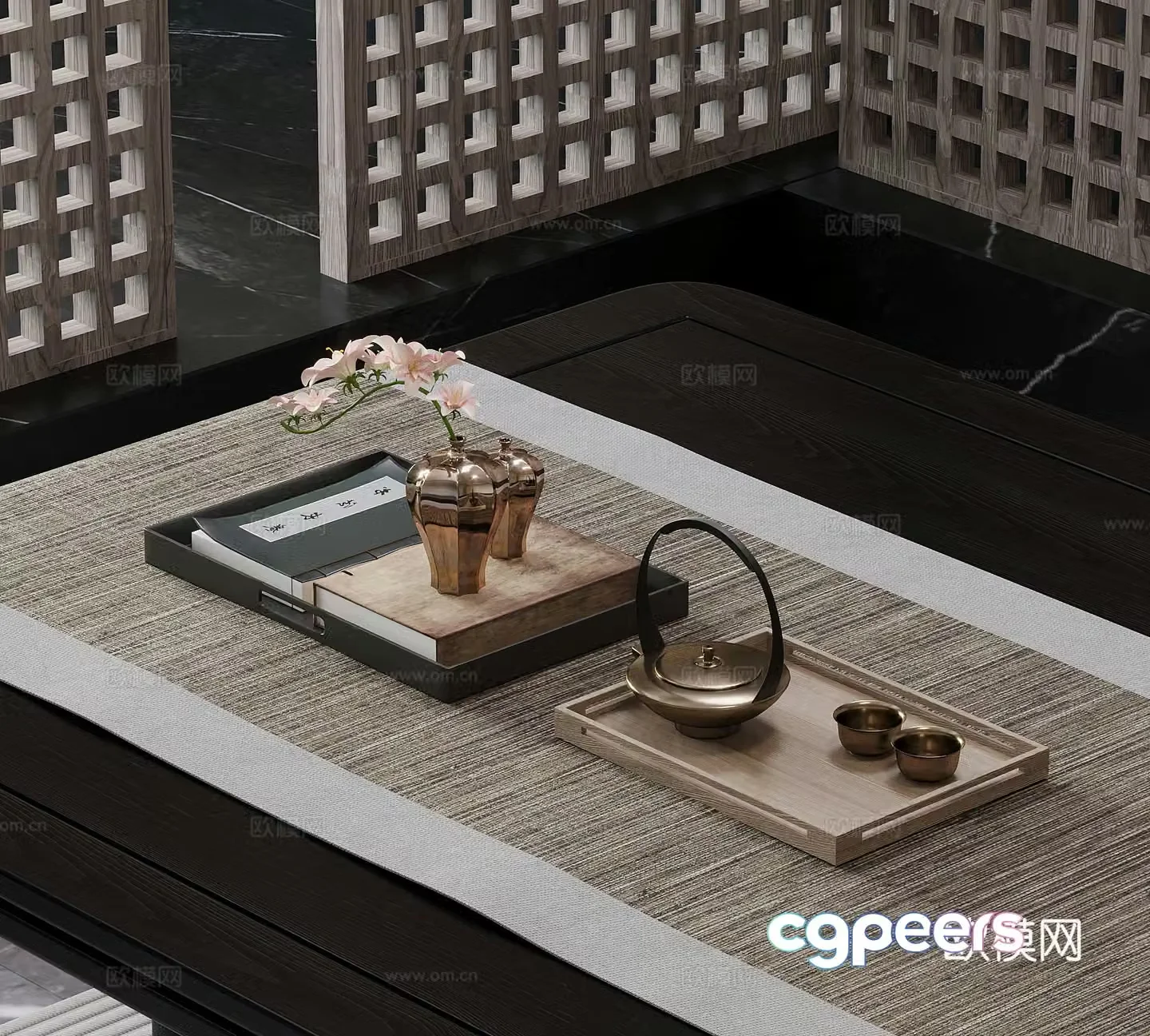 New Chinese style tea set teapot tea cup 3d model