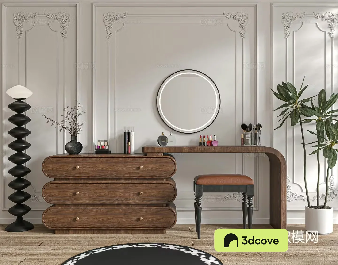 Medium style dressing table 3D model