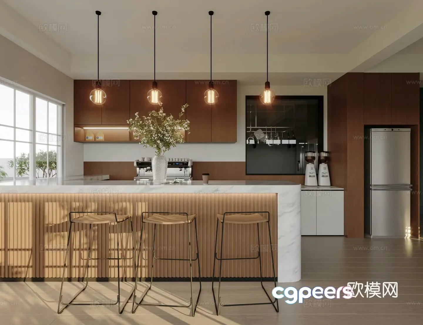 Modern coffee shop bar 3d model