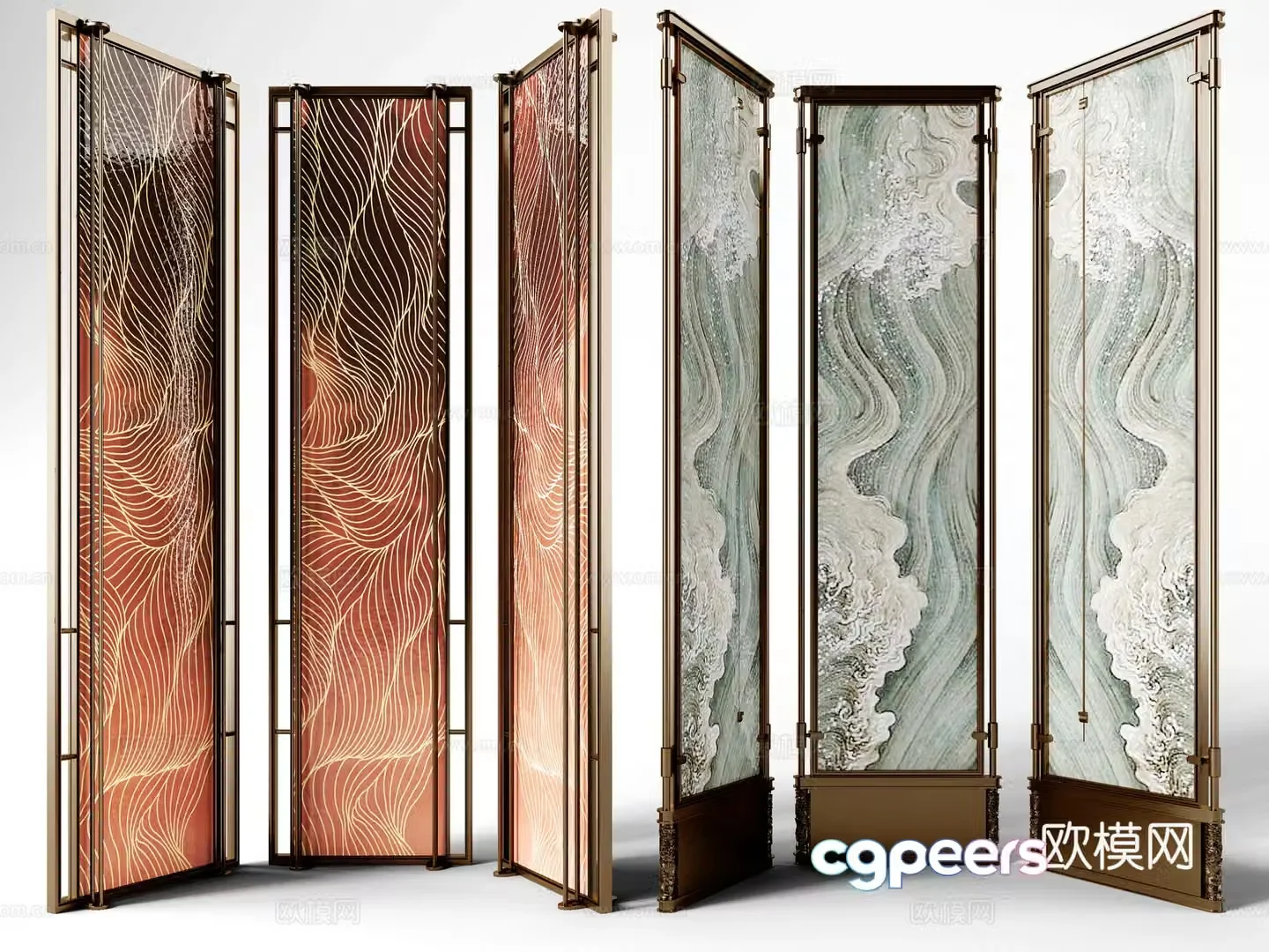 Light luxury screen folding screen 3d model