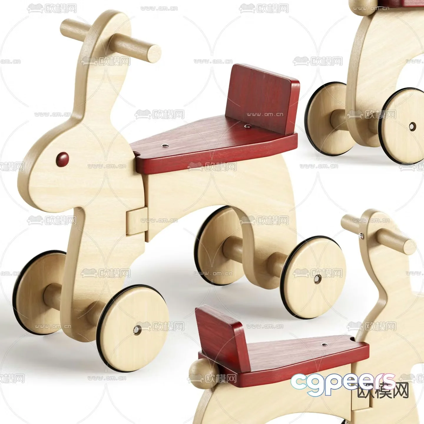 children’s car toy car wooden carriage 3d model