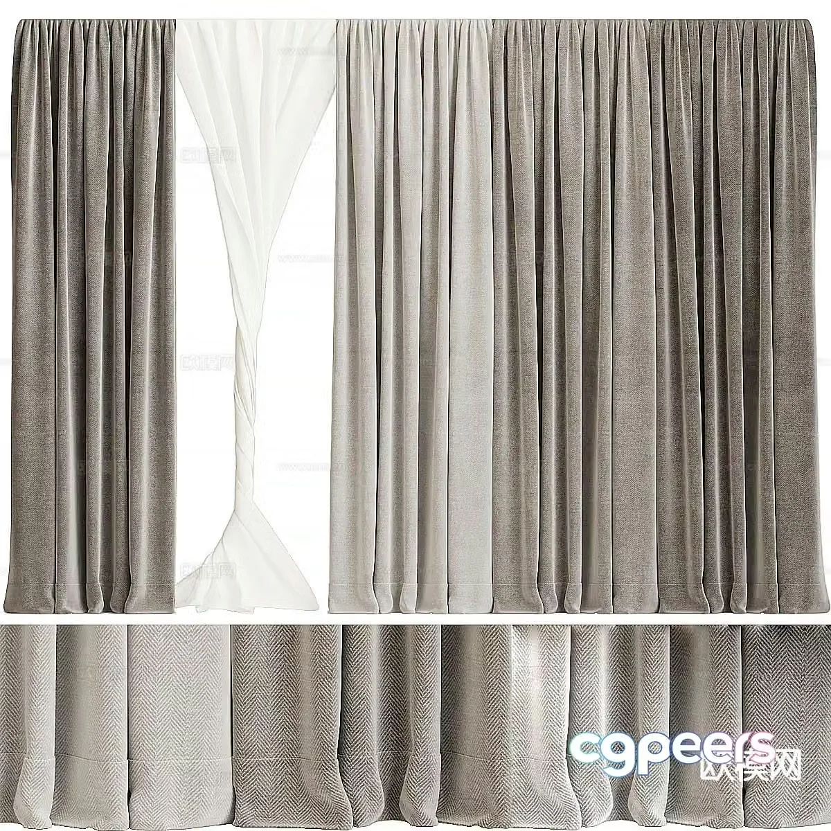 Plain curtain gauze curtain 3d model