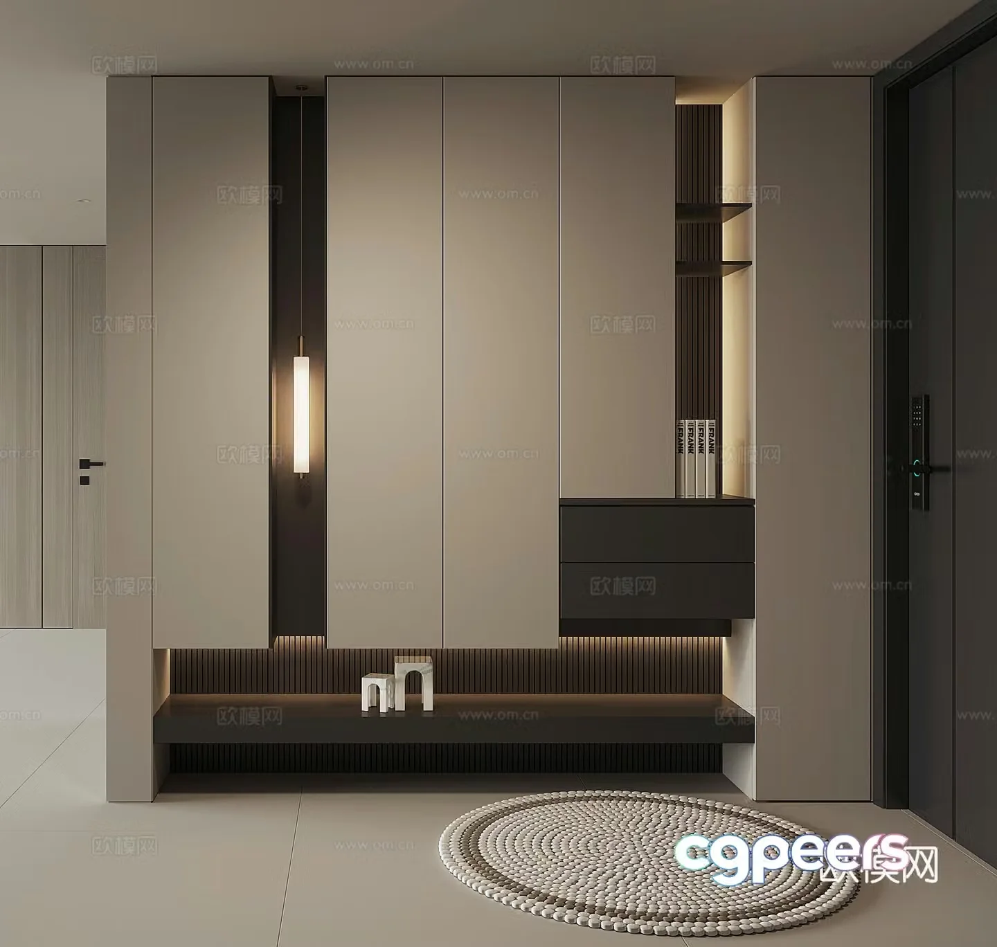Modern home entrance shoe cabinet 3D model