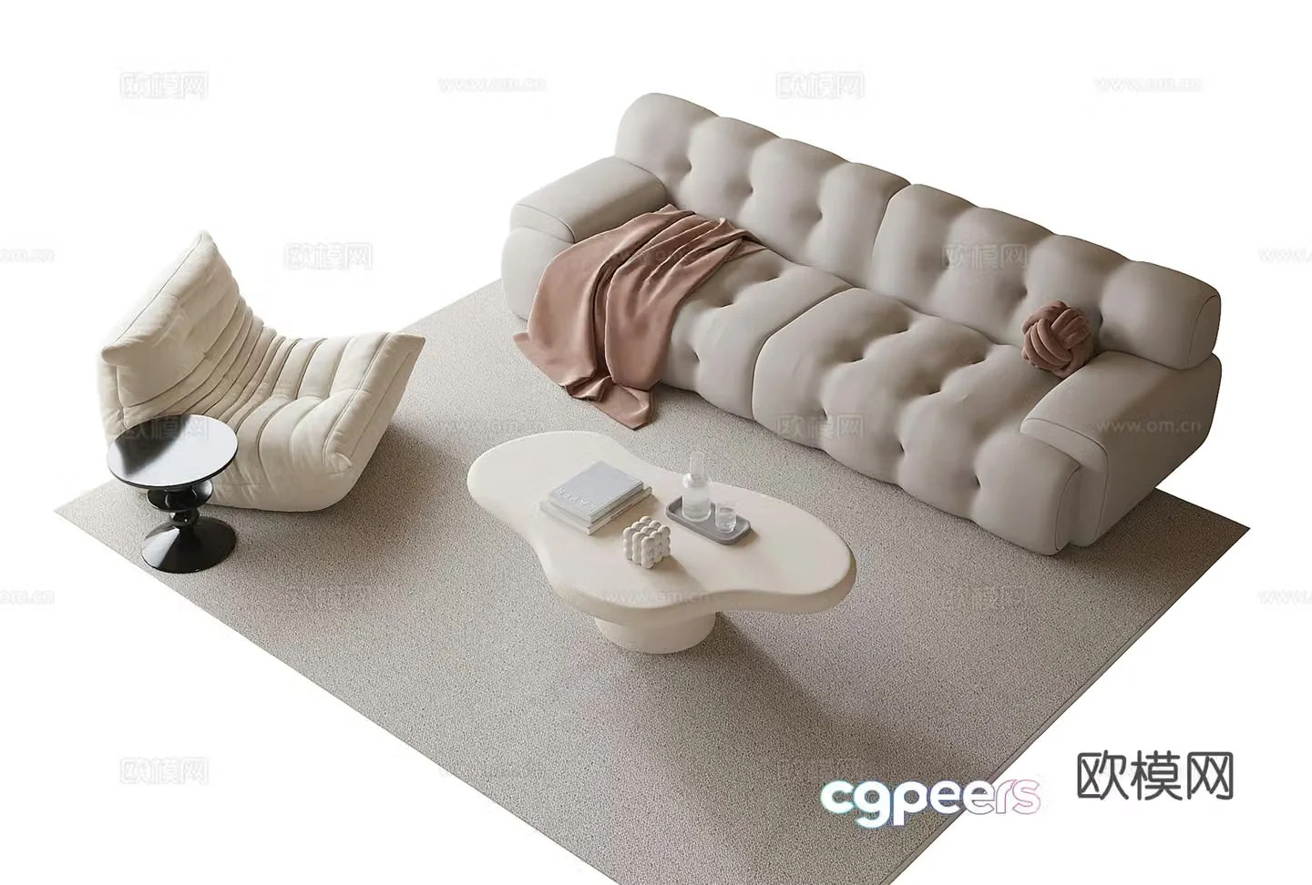 Modern sofa coffee table combination 3D model