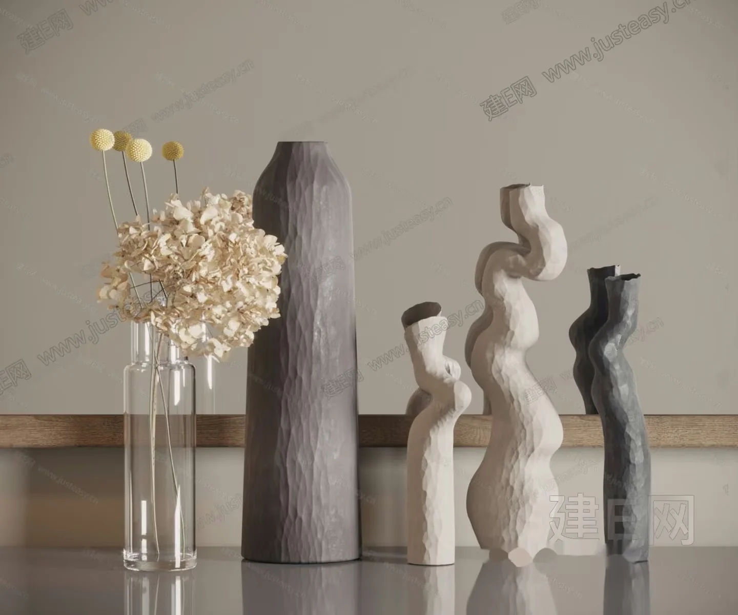 Abstract Vase Arrangement 3D Model – 4928 – VRAY Render