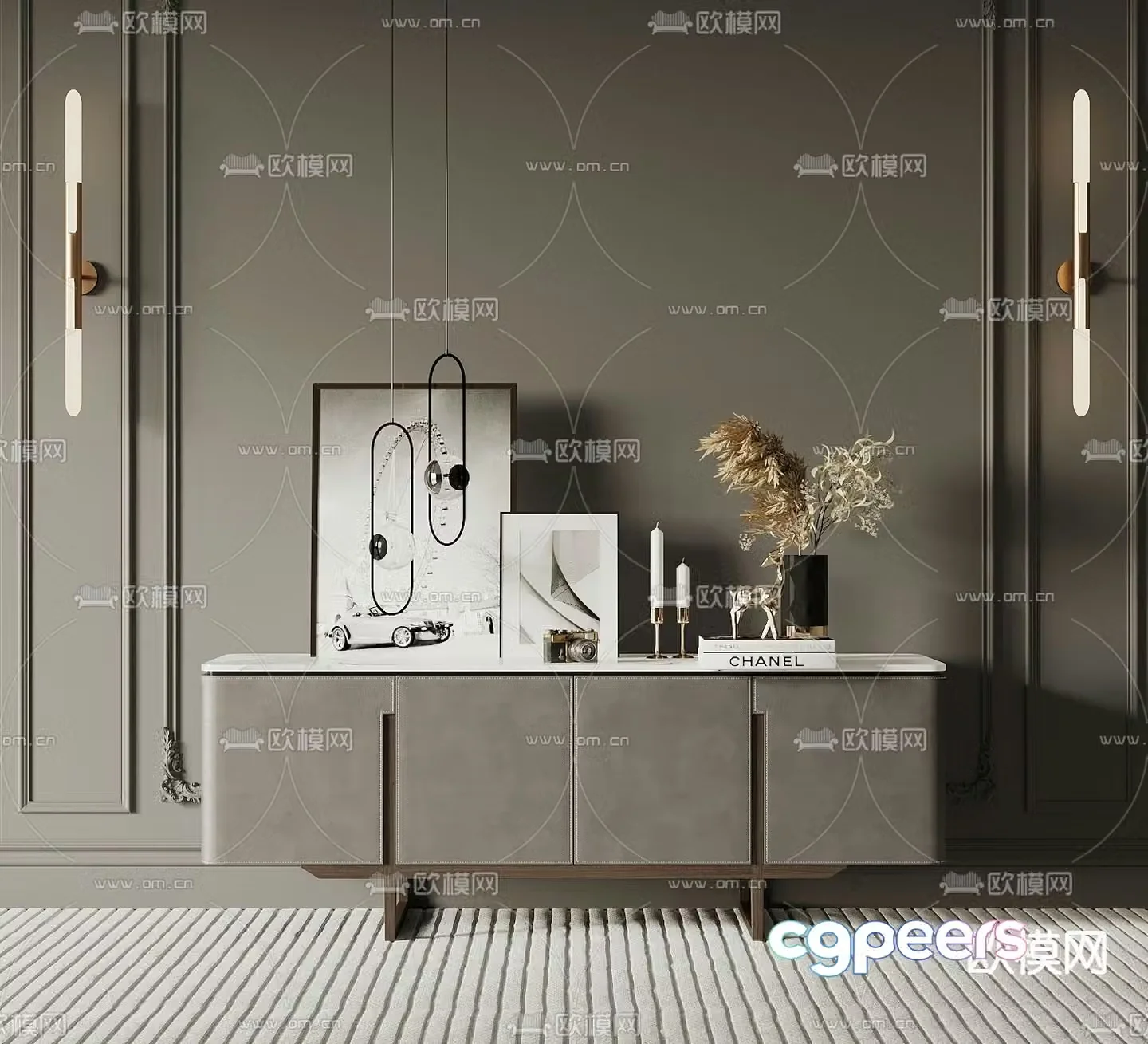 Modern end view cabinet entrance cabinet side cabinet 3D model