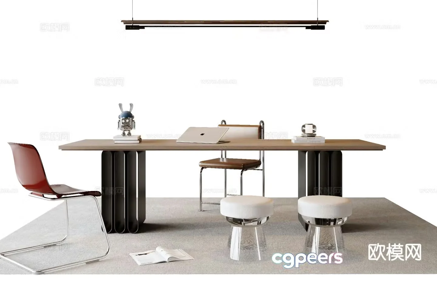 Modern desk writing desk computer desk 3d model