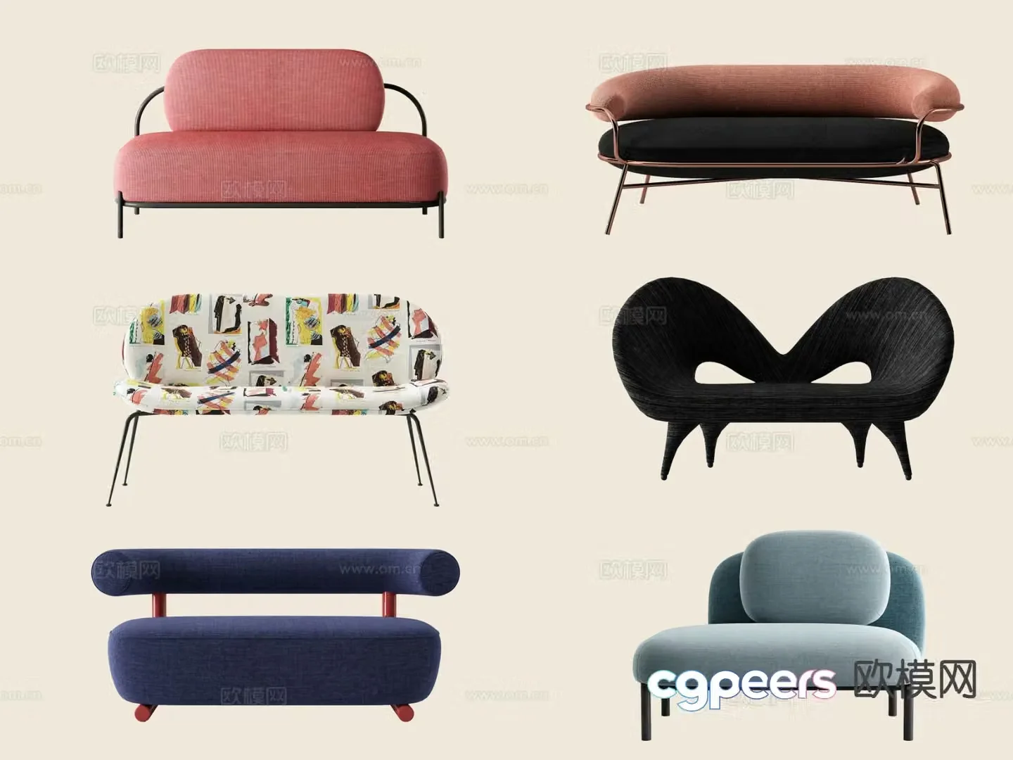 Modern love sofa 3d model