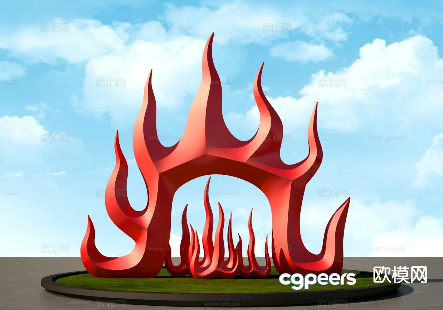 Flame sculpture urban sculpture 3d model