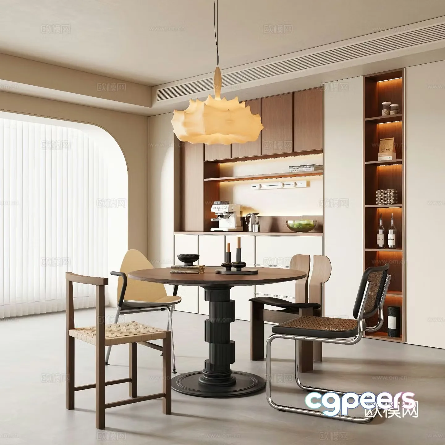 Medieval style dining table and chairs 3d model
