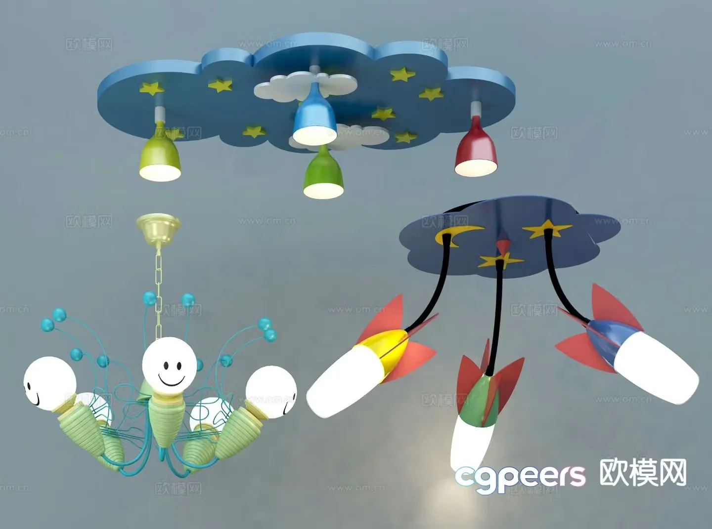 Modern children’s chandelier cartoon chandelier 3d model