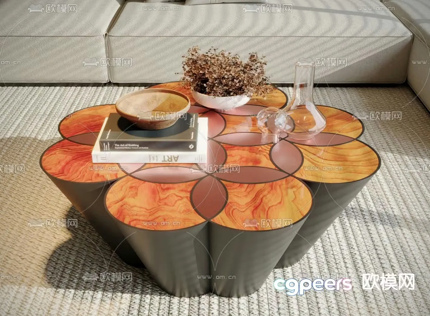 French coffee table petal coffee table 3D model