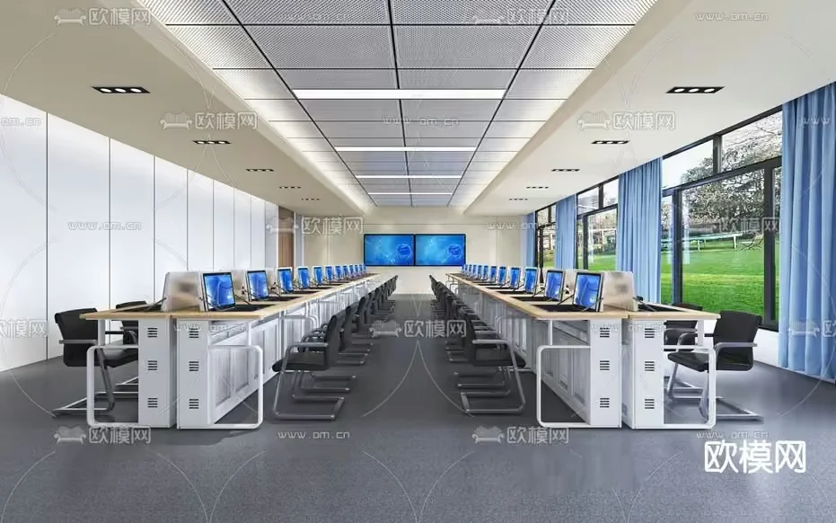 Modern Computer Lab 3D Model – 14963 – VRAY Render