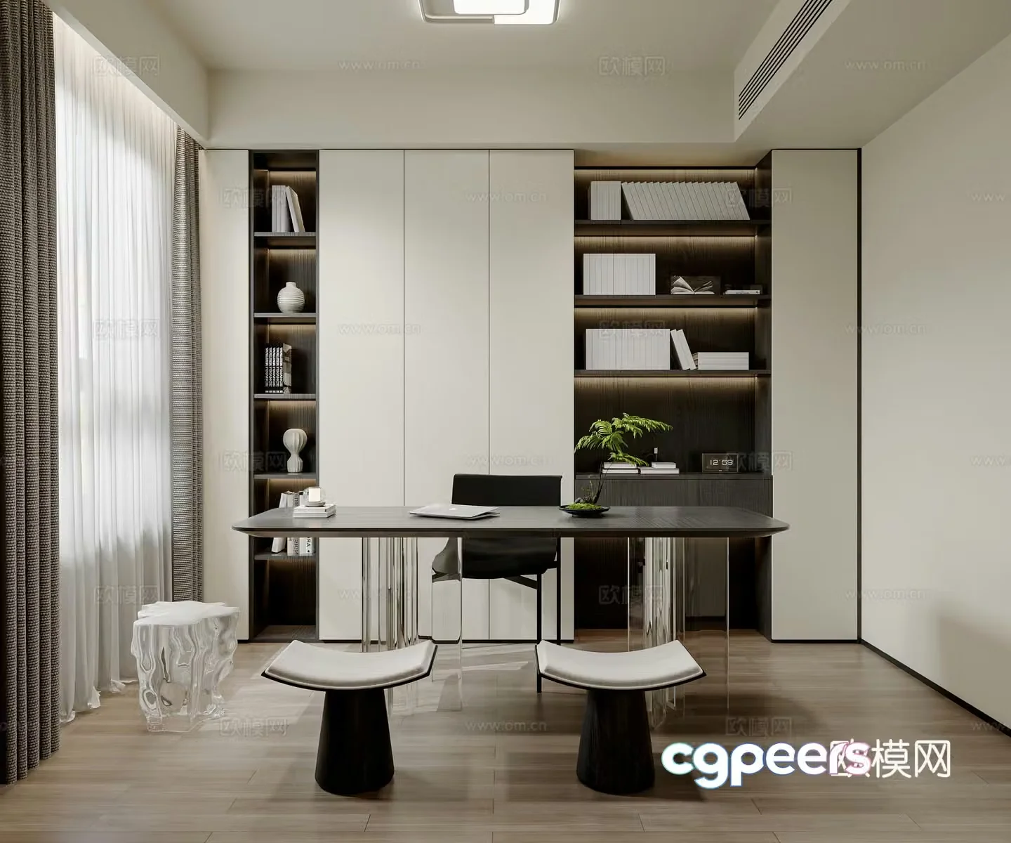 Modern simple study 3d model