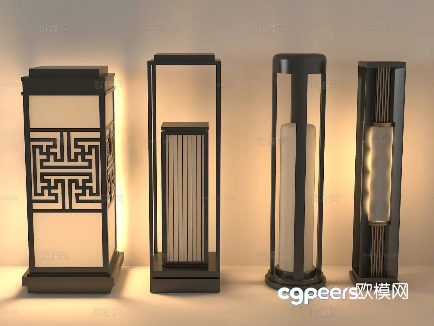 New Chinese style landscape lamp outdoor lamp lawn lamp garden lamp 3d model
