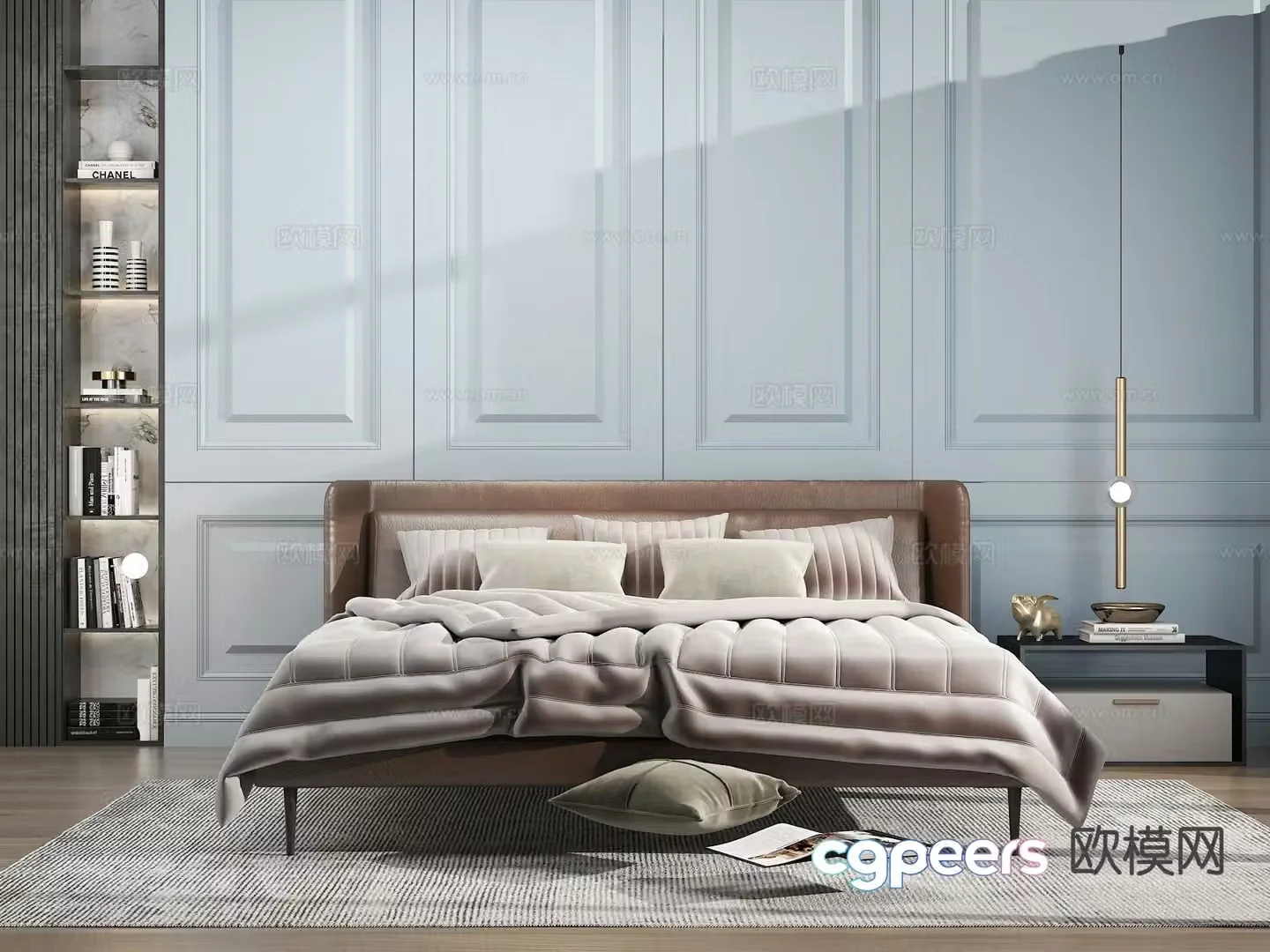 Modern double bed 3d model