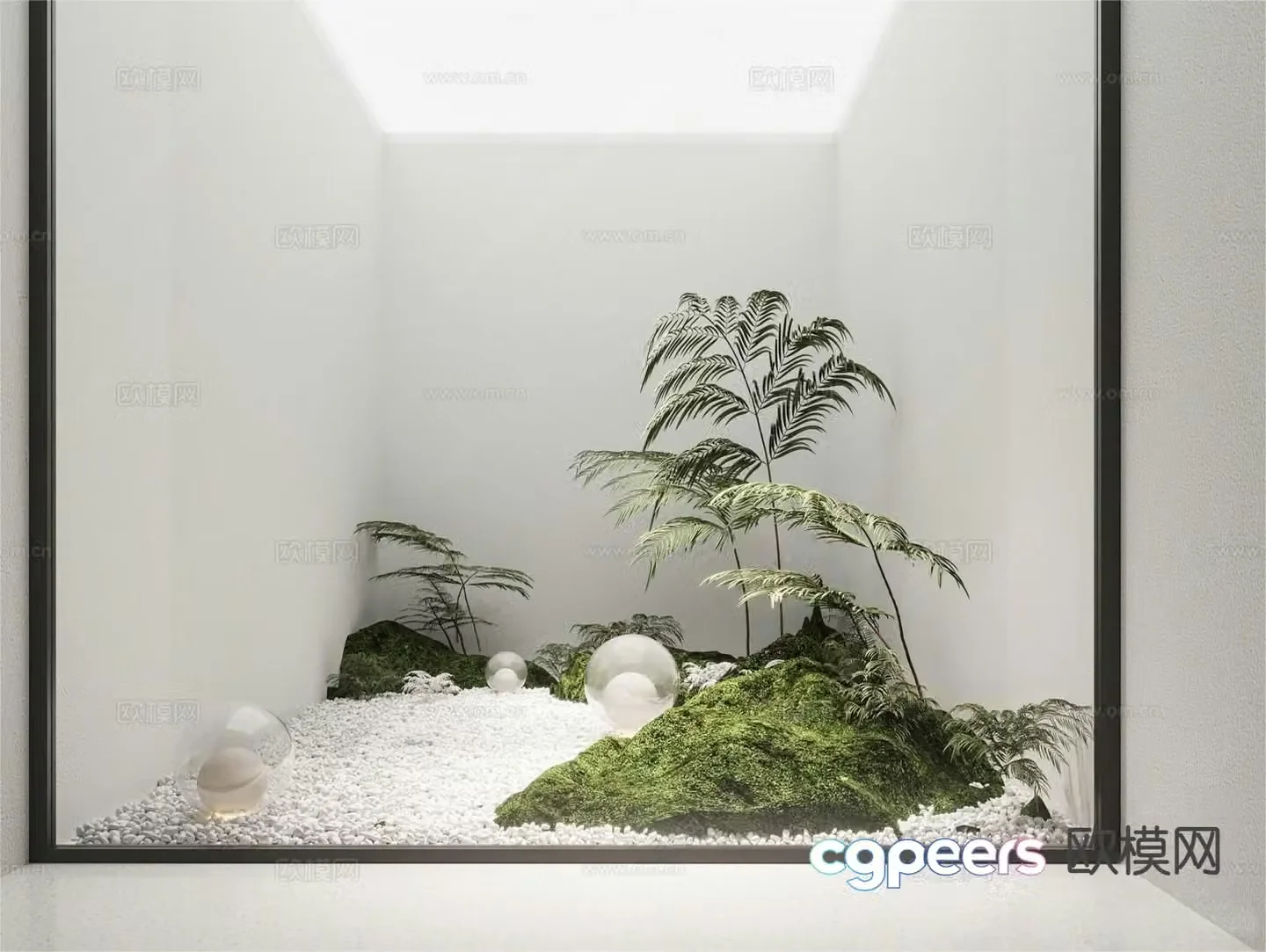 Modern interior landscape patio landscaping 3d model