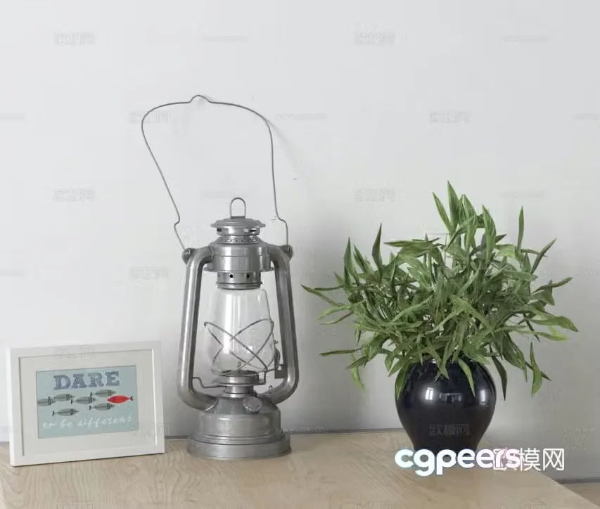 Modern jewelry ornaments vase flower art desk lamp 3d model