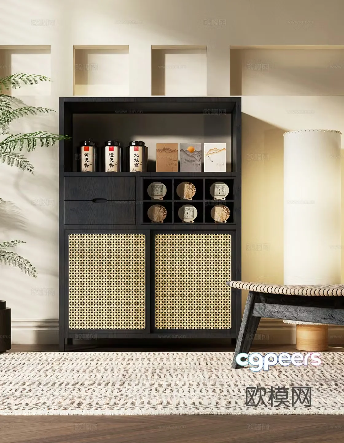 New Chinese style tea cabinet sideboard 3D model