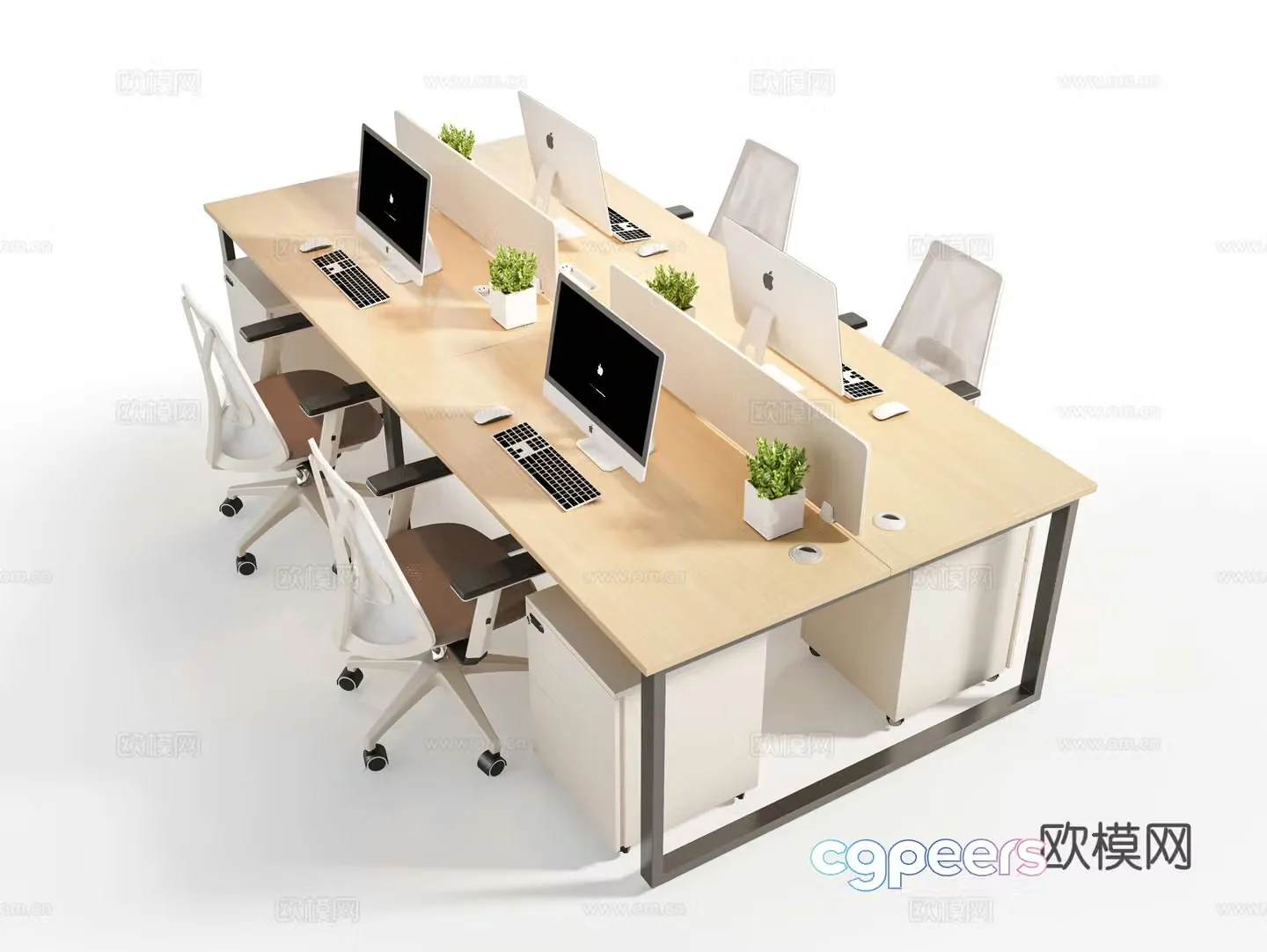 Modern office desk and chair Staff position Office card desk and chair Public office desk and chair Plug position 3D model