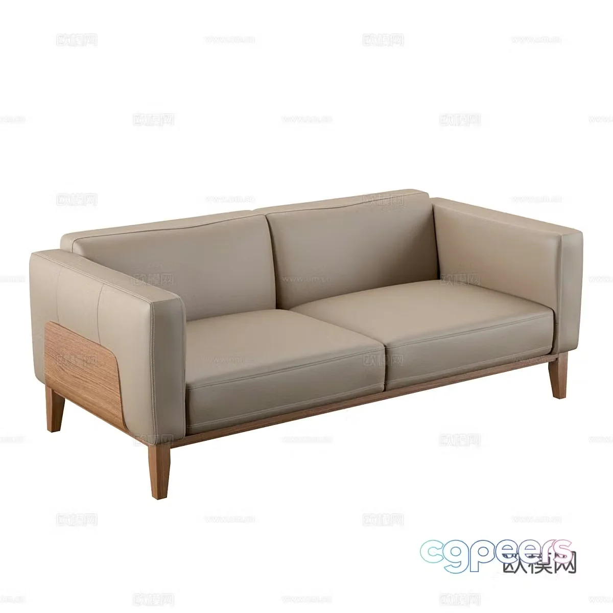 New Chinese leather double sofa 3D model