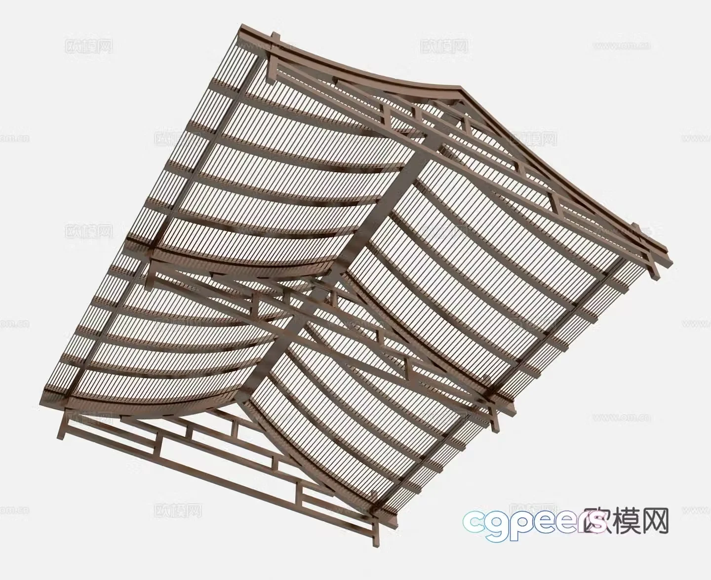 New Chinese style wooden beam ceiling 3d model