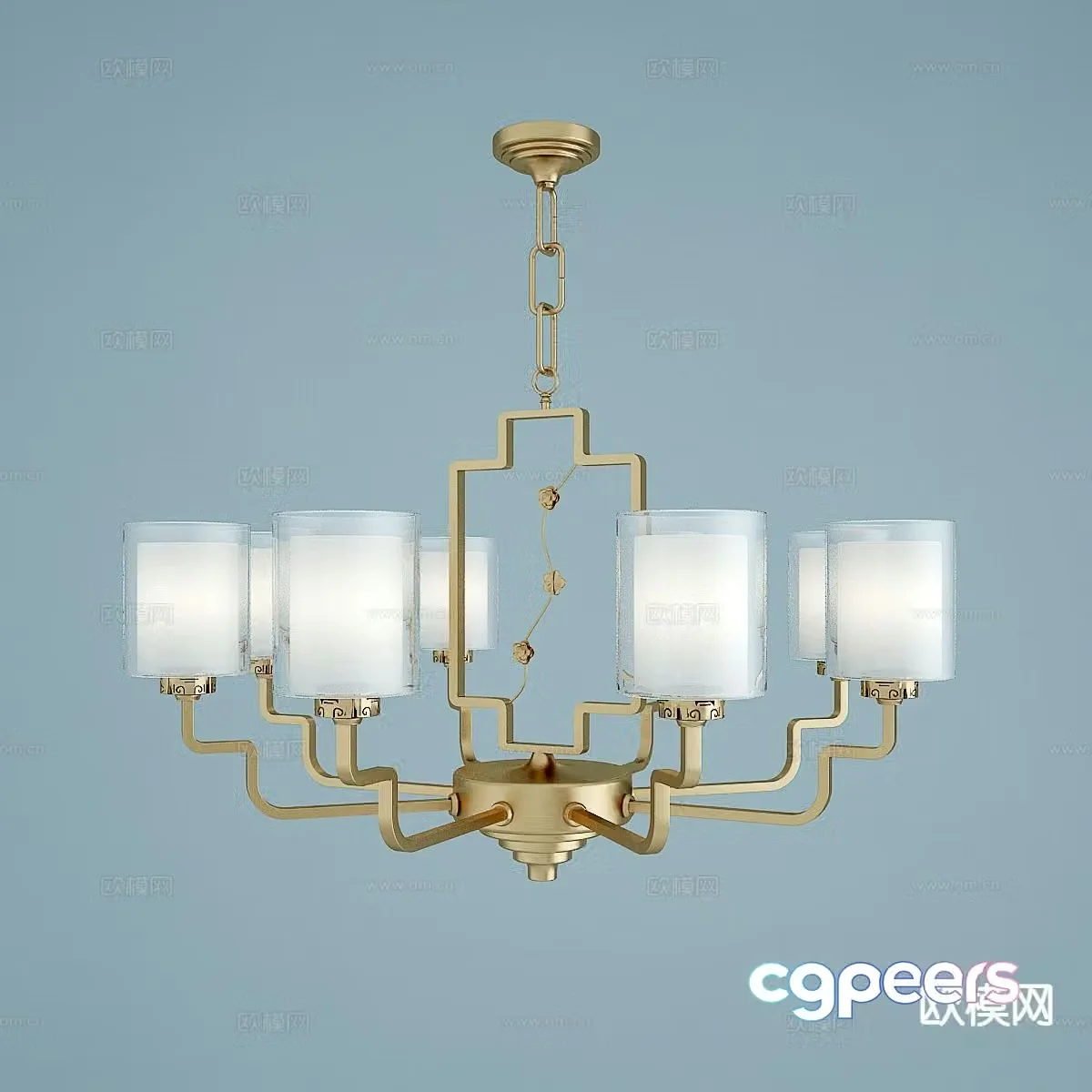 New Chinese style chandelier hall chandelier 3d model