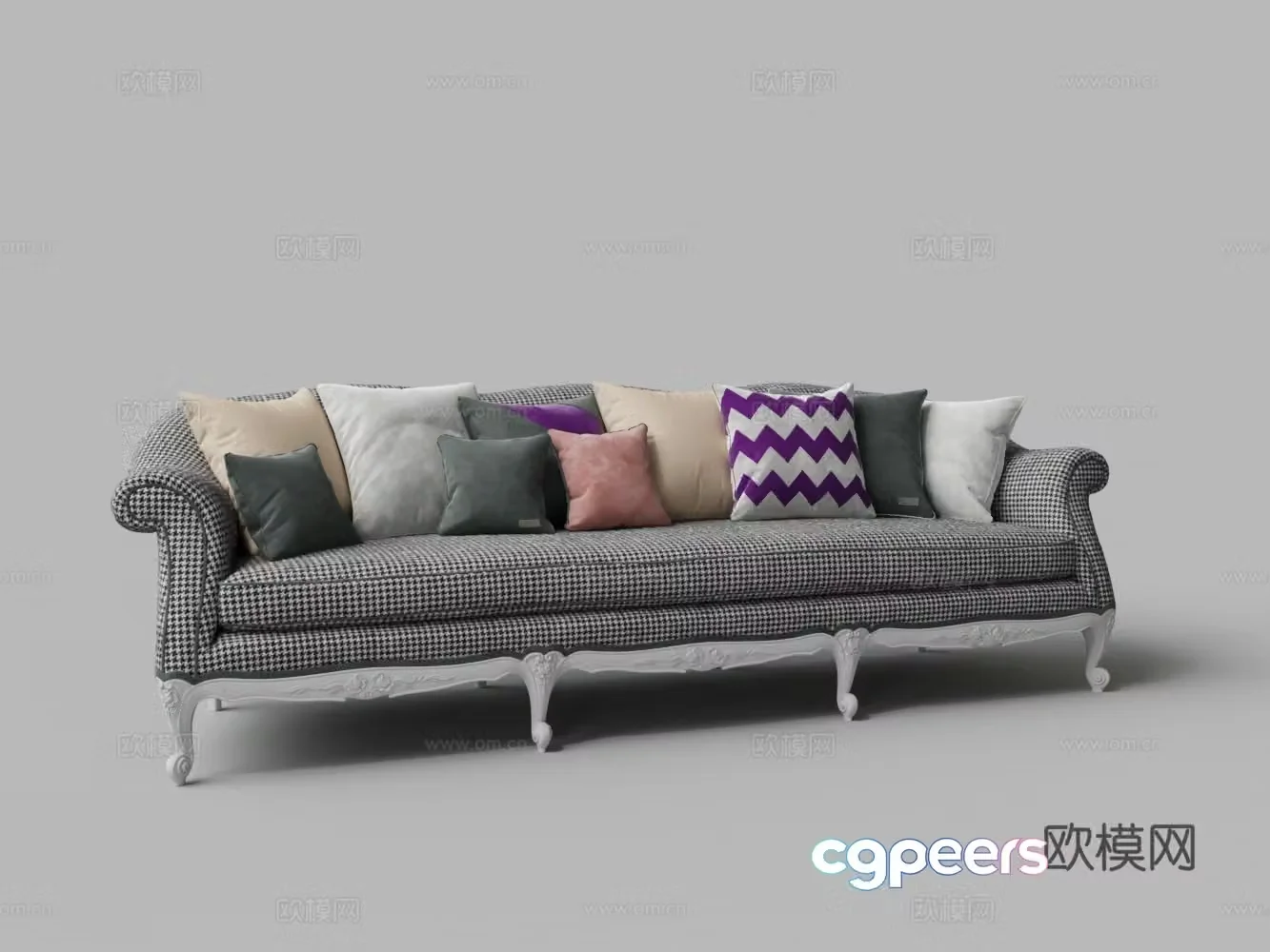 European style fabric multiplayer sofa 3D model