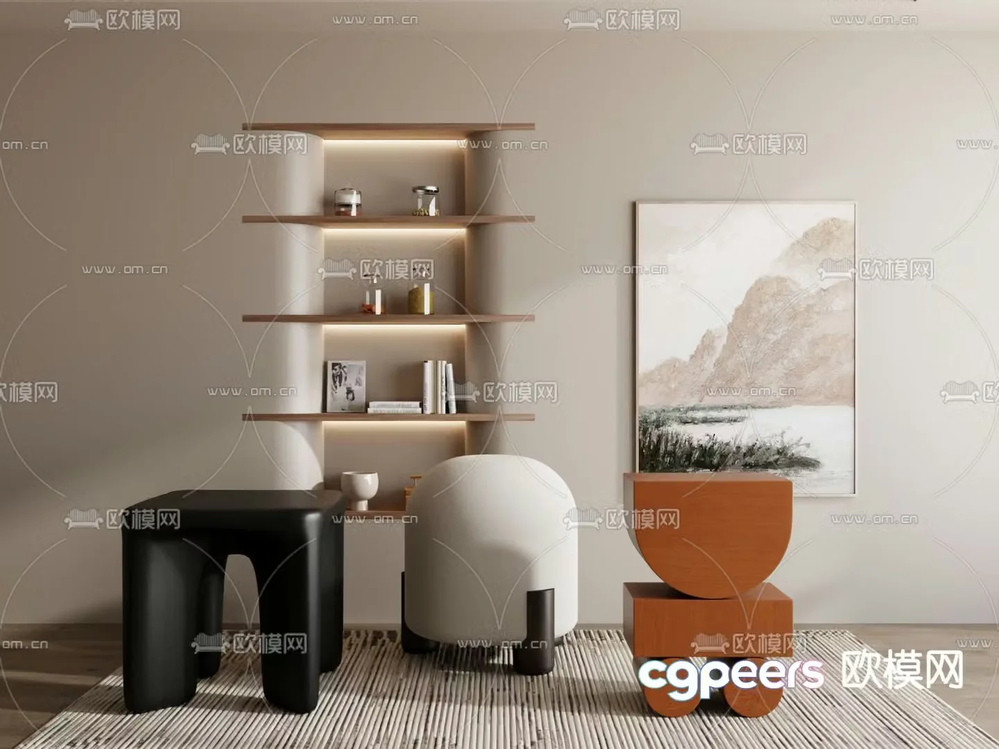 Stool low stool square stool shoe changing stool 3D model