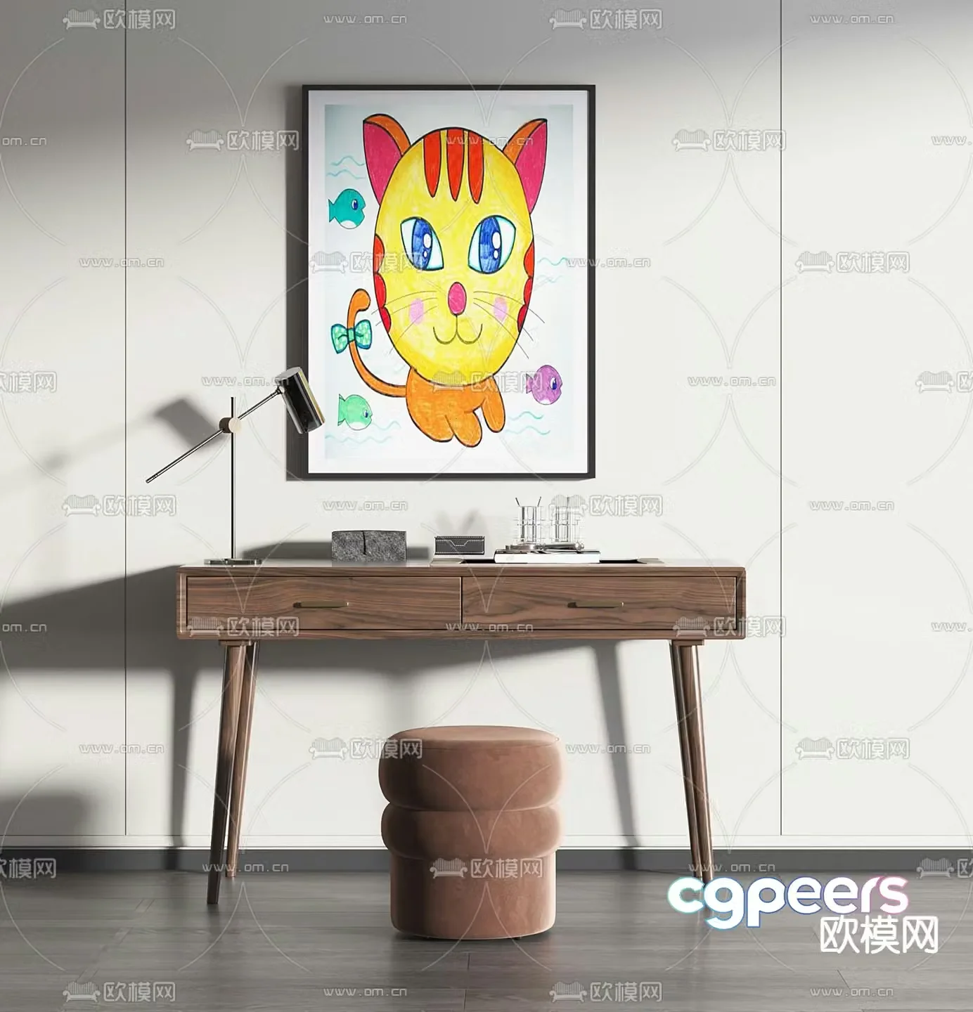 Children’s desk chair desk 3d model