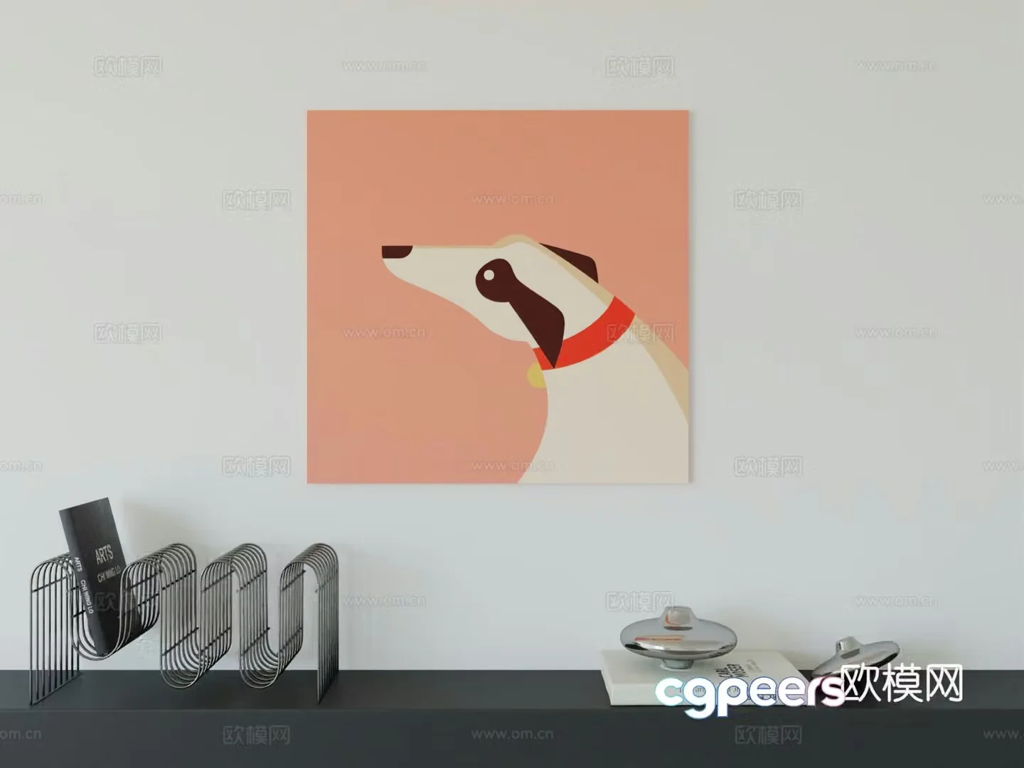 Modern minimalist cute cartoon character boy room girl room hanging painting 3d model