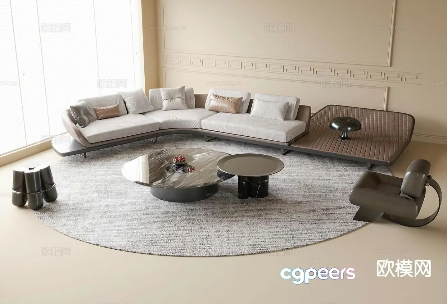 Italian sectional sofa 3d model