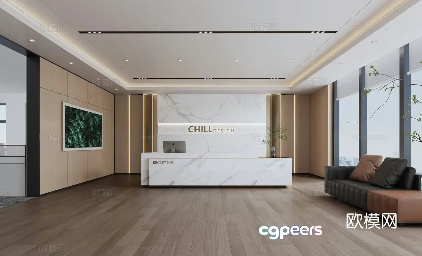 Modern company front desk 3D model