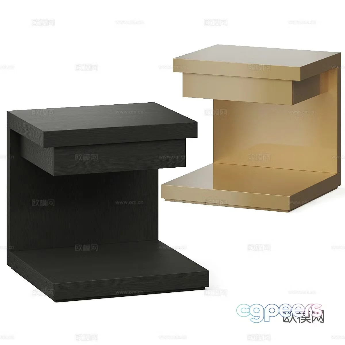 Modern Italian minimalist solid wood bedside table 3D model
