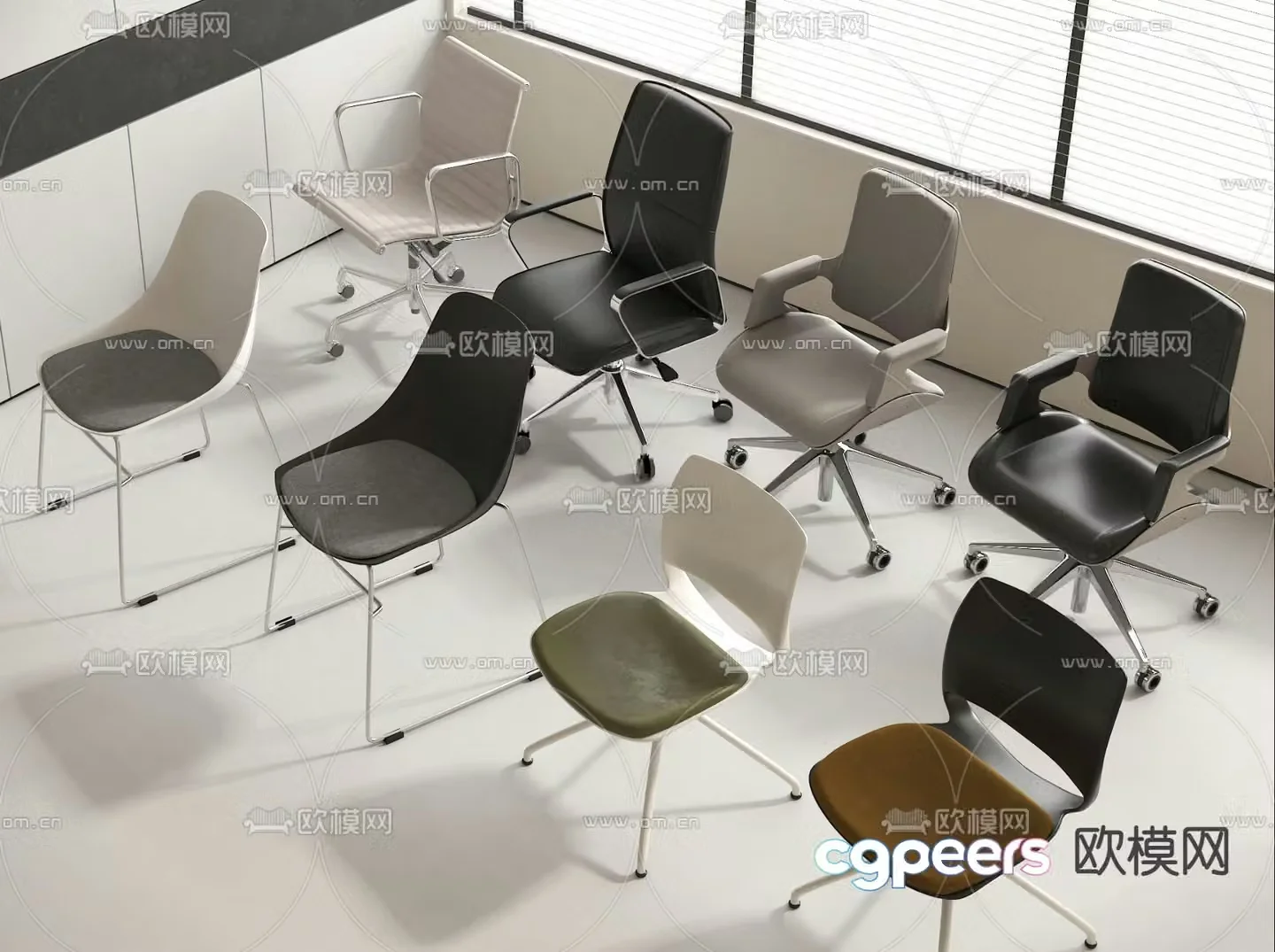 Modern office chair swivel chair leisure chair 3d model