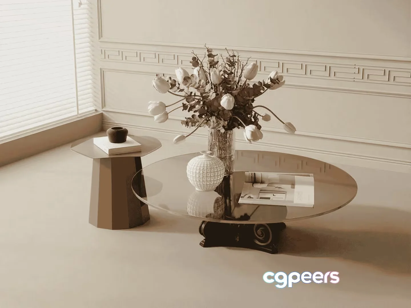 Modern Glass Table 3D Model – 14628 – VRAY Render