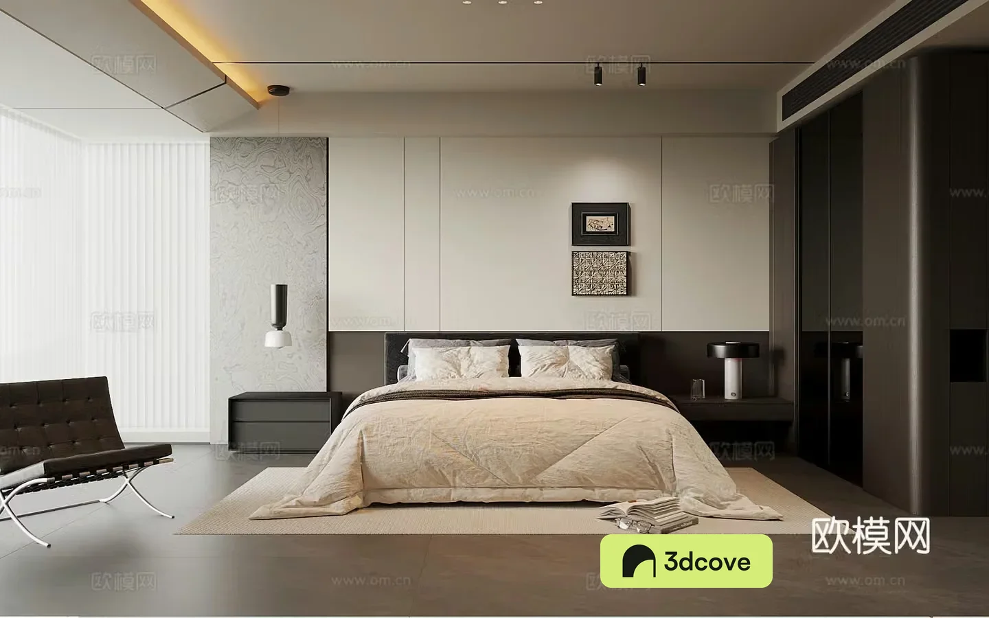 Modern Italian bedroom Double bed Wardrobe