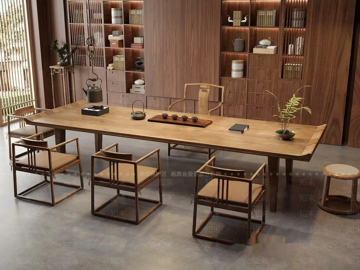 Wooden Table And Chairs 3D Model – 19570 – VRAY Render