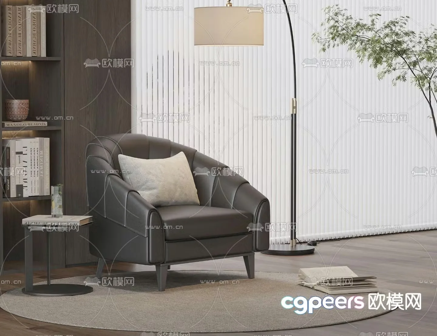 Leather sofa single sofa 3d model
