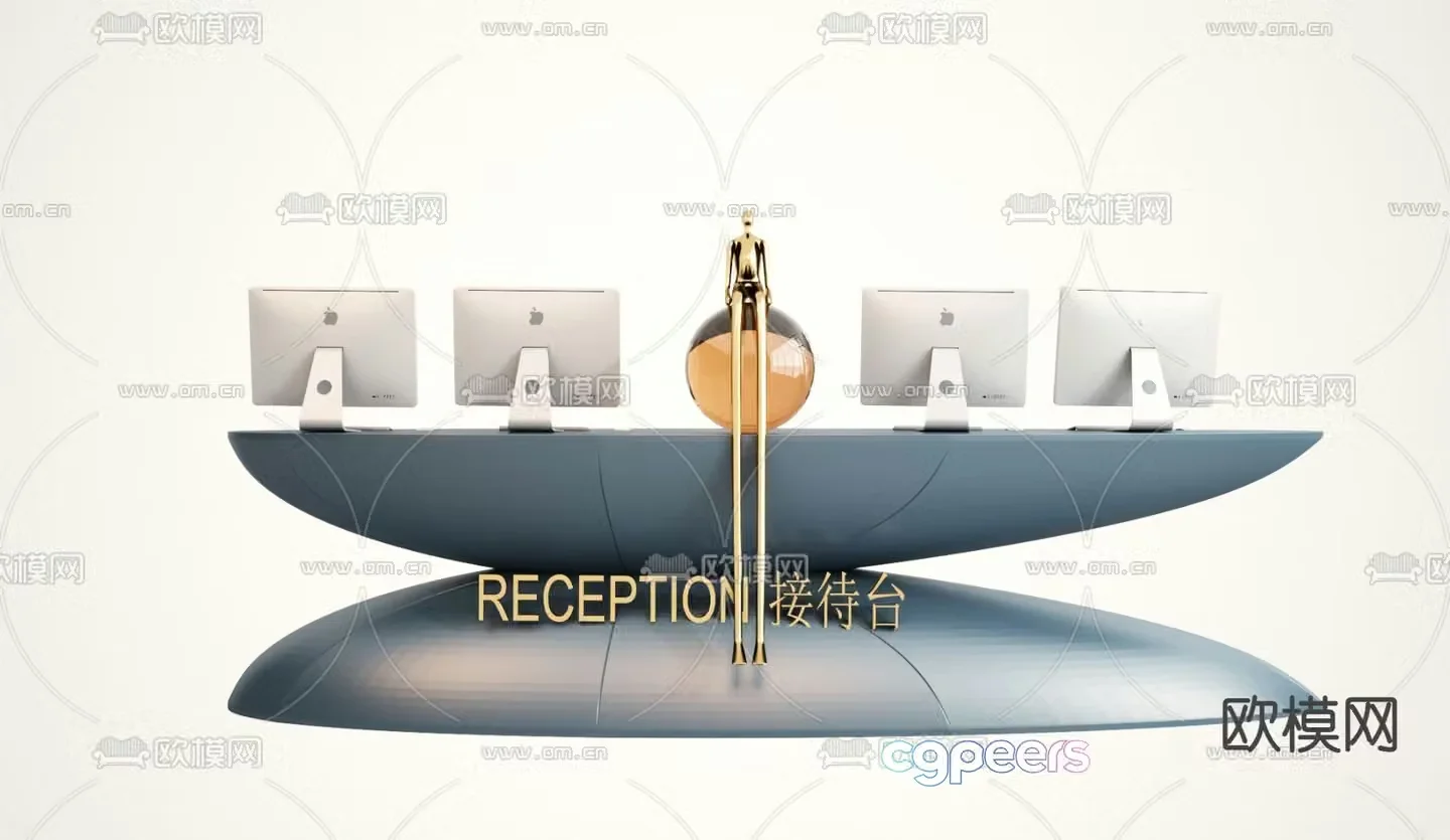 modern service desk reception desk front desk 3d model