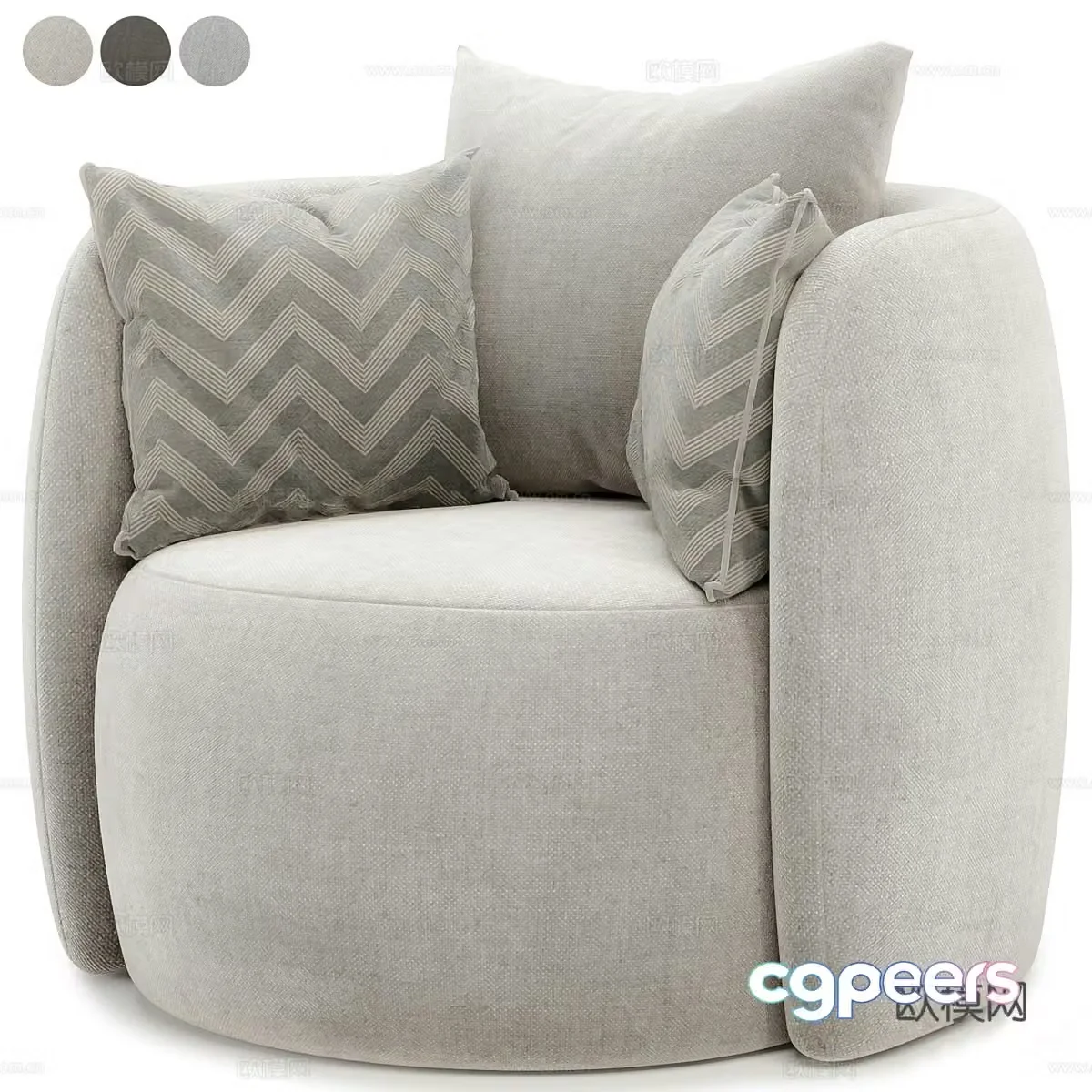 New Chinese casual sofa single sofa 3D model