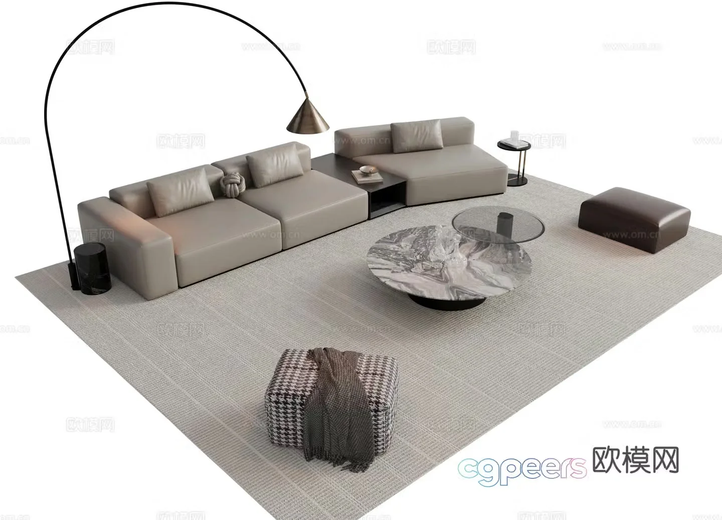 Modern Italian sofa combination Sofa coffee table combination Italian living room sofa decoration ornament cloth 3D model