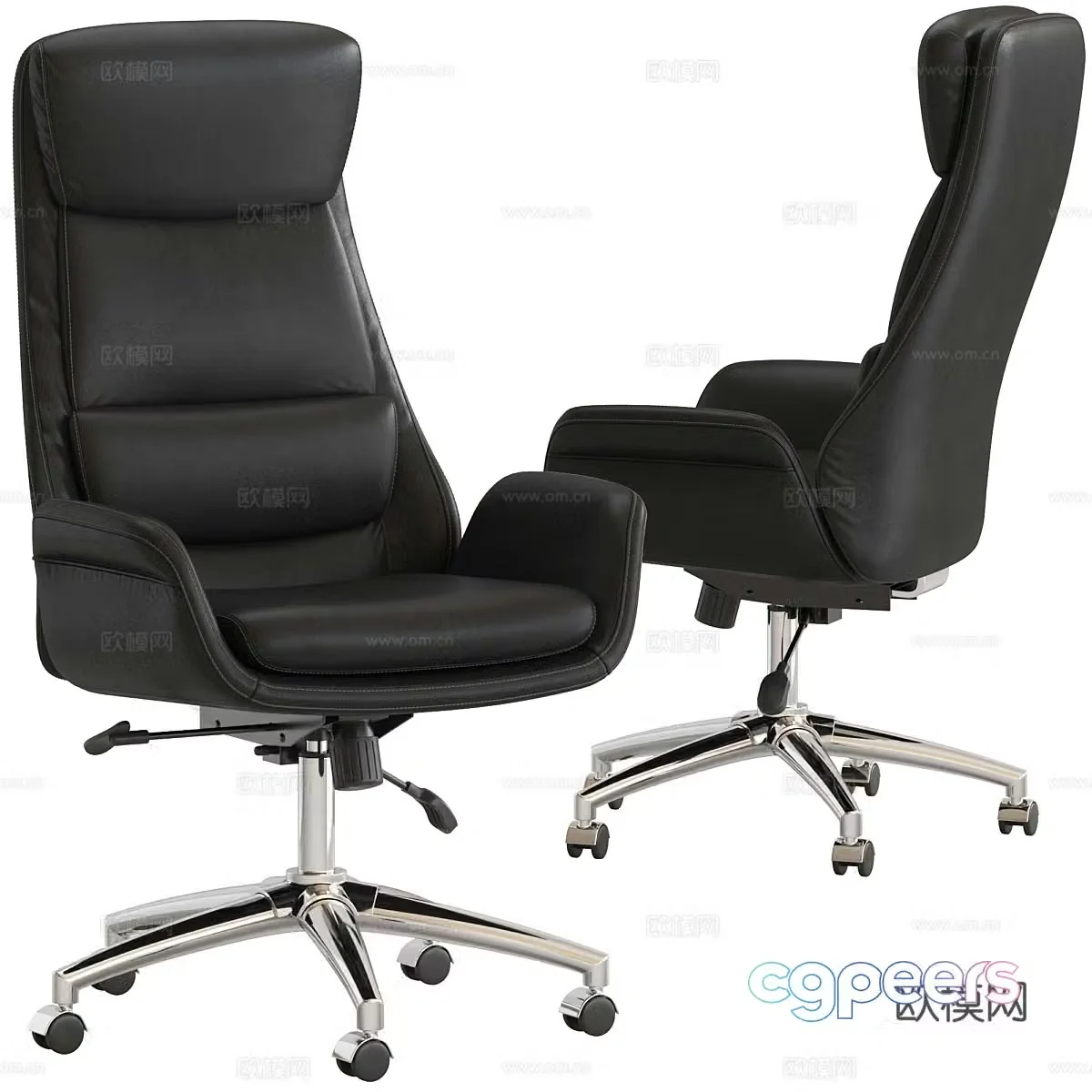 Modern Italian black leather office chair 3d model