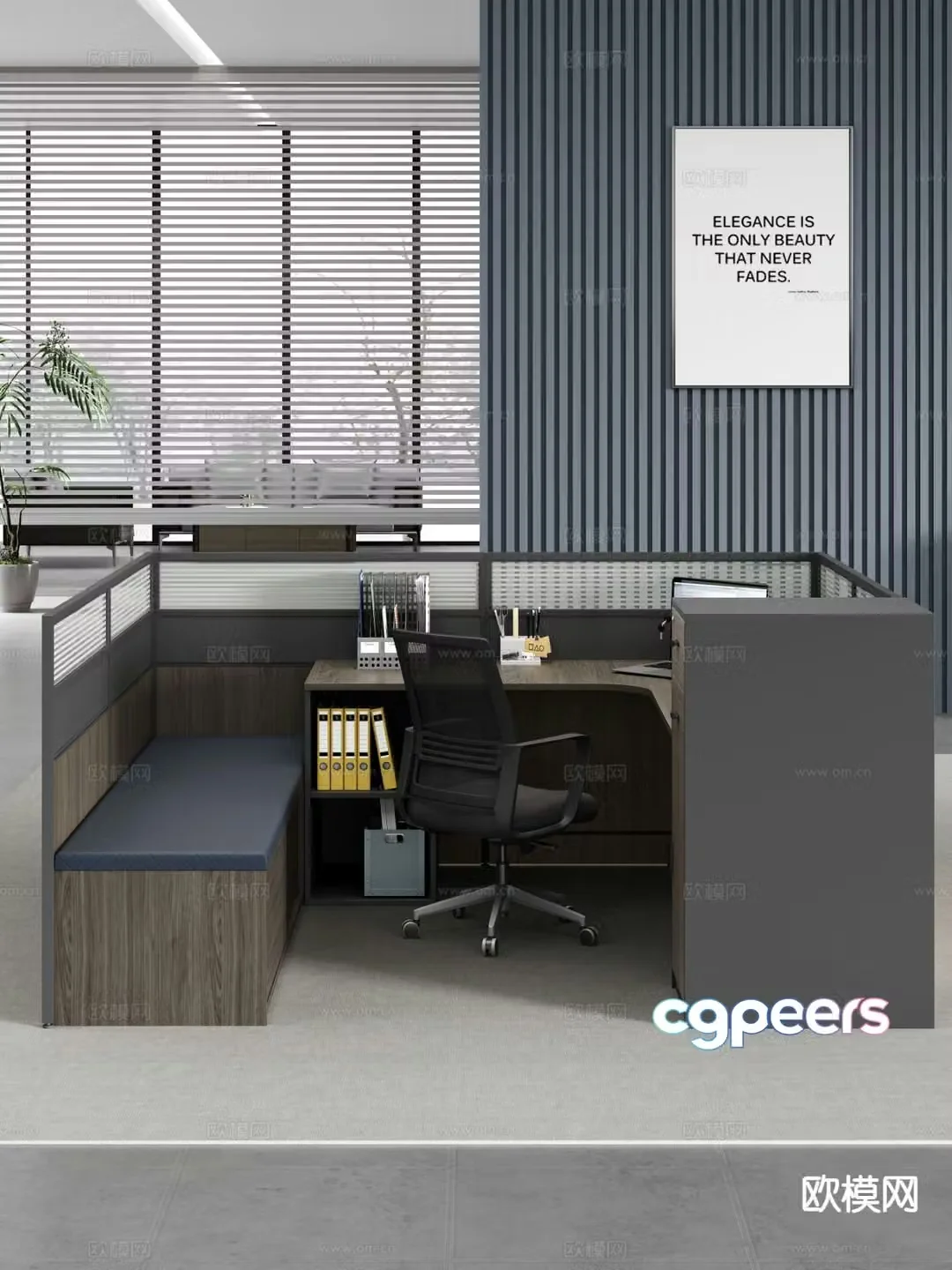 Modern desk staff desk staff desk 3d model