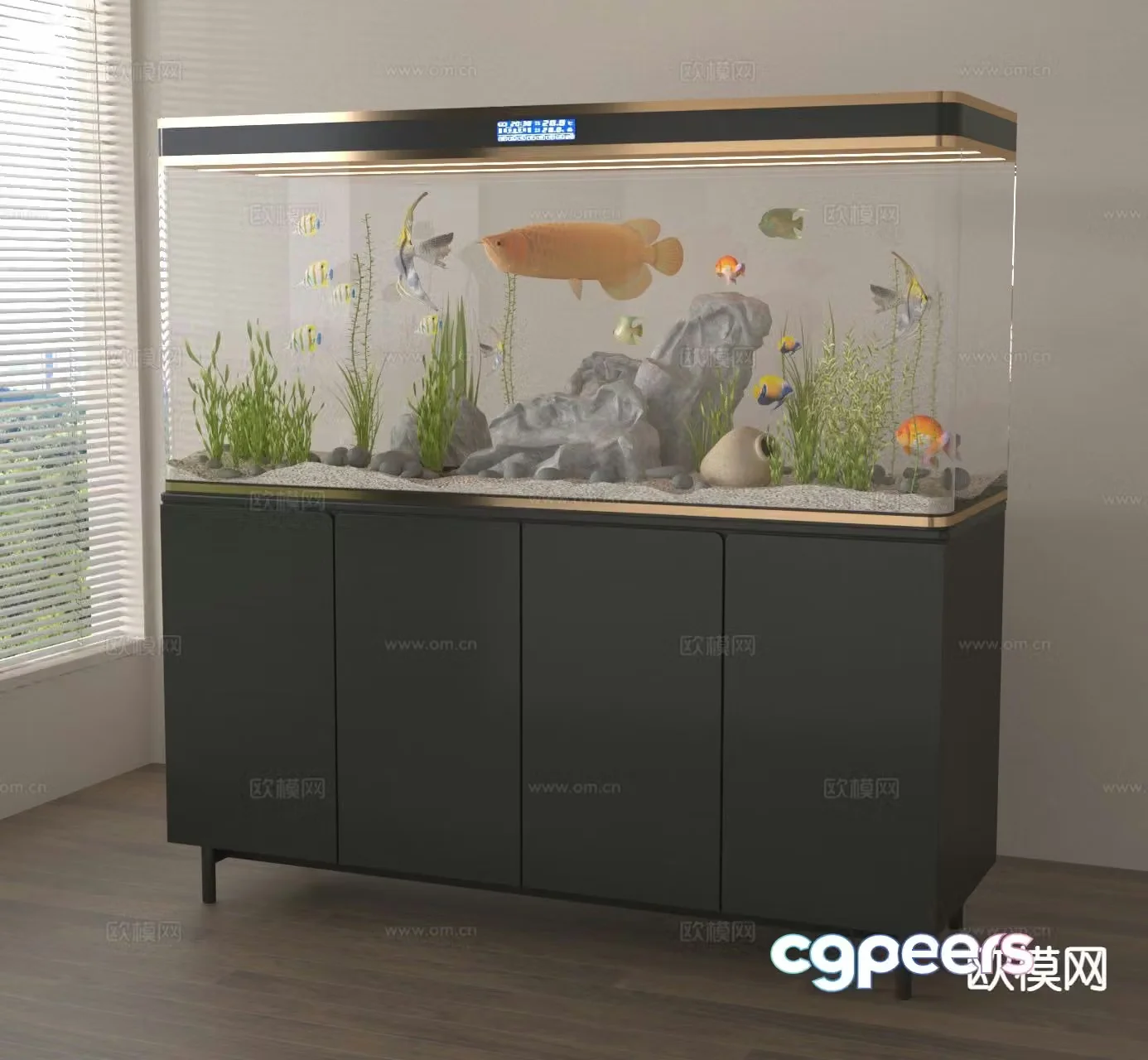Modern fish tank glass fish tank aquarium 3d model
